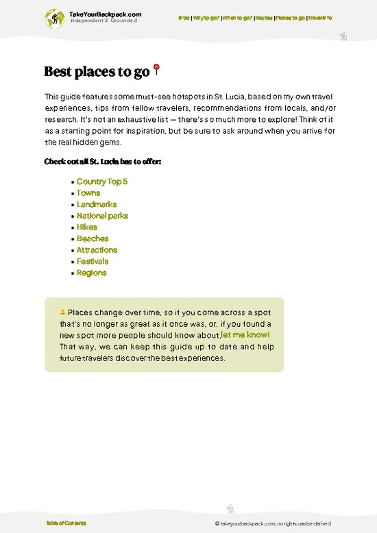 example page 5 from our offline Travel Guide for Saint Lucia